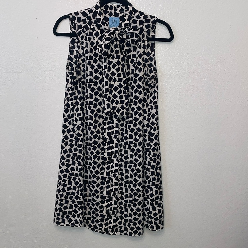 Size 6 black&white boutique dress by Cece. Vneck with tie front  very chic